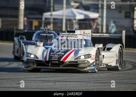 Daytona Beach, Florida, USA. 25th Jan, 2020. The Mazda Team Joest Mazda DPi car races for position for the Rolex 24 At Daytona at Daytona International Speedway in Daytona Beach, Florida. (Credit Image: © Logan Arce/ASP) Stock Photo