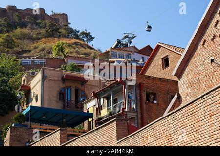 TBILISI, GEORGIA - Sep 24, 2019: A cluster of hotels near the old