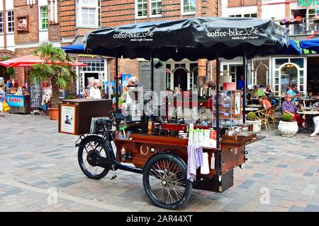 ROSTOCK, GERMANY - Mar 03, 2019: Kropeliner Strasse is Rostock's main pedestrian street which features many historic buildings and many markets stalls Stock Photo