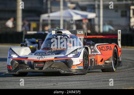 Daytona Beach, Florida, USA. 25th Jan, 2020. The ACURA TEAM PENSKE Acura DPI car races for position for the Rolex 24 At Daytona at Daytona International Speedway in Daytona Beach, Florida. (Credit Image: © Logan Arce/ASP) Stock Photo