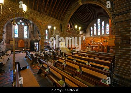 Interior of St Peter's Cathedral, an Anglican cathedral with heritage-listed building and grounds at 122 Rusden Street, Armidal, built 1871 to 1938 Stock Photo