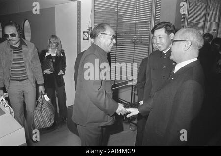 First ambassador of Chinese People's Republic in the Netherlands arrives at Schiphol Date: 2 November 1972 Location: Noord-Holland, Schiphol Keywords: arrivals, ambassadors Stock Photo