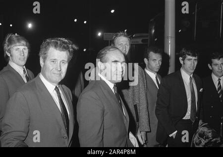 English football team arrives at Schiphol for the match against the Dutch team next Wednesday; Stock Photo