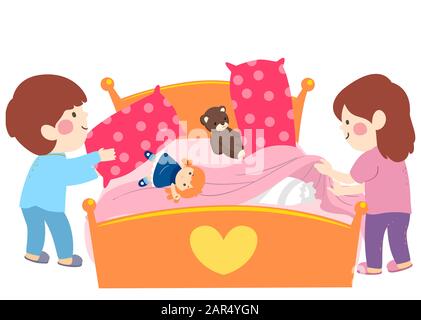 boy making bed clipart for kids