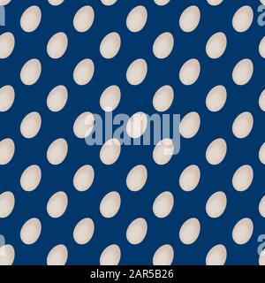 white eggs on a dark blue background. Seamless pattern. horizontal Stock Photo