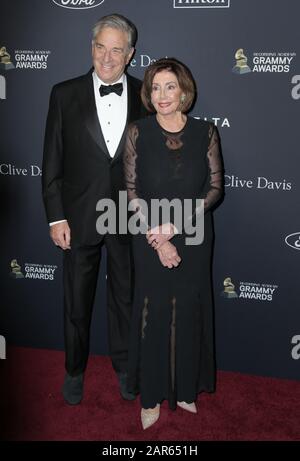 Paul Pelosi, Nancy Pelosi walking the red carpet at the Clive Davis' 2020 Pre-Grammy Gala held at The Beverly Hilton Hotel on January 25, 2020 in Los Angeles, California USA (Photo by Parisa Afsahi/Sipa USA) Stock Photo