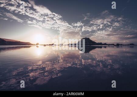 Monkey Island during sunset, New Zealand. Stock Photo