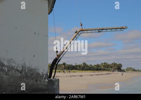 Picture of  the beach, but the subject is a building on the beach. Somehow even though we changed the subject, the beach is dominant in this photo. Stock Photo