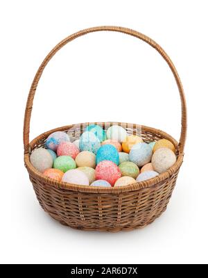 Easter basket isolated on white background with clipping path Stock Photo