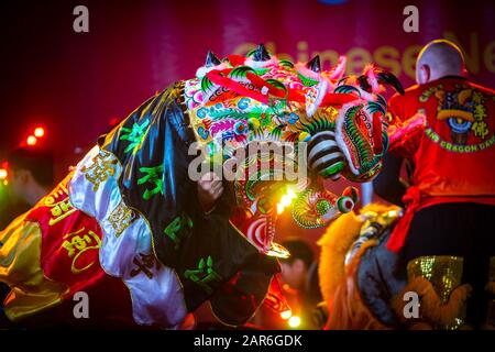 Birmingham, UK. 26th Jan, 2020. Chinese New Year celebrations take place in Birmingham, UK. 26th Jan, 2020. Thousands of visitors attend the New Year celebrations within the Chinese Quarter, Birmingham, UK. 2020 is the Year of the Rat which is the first animal of the Chinese Zodiac. The celebrations included a host street vendors who provided street food from around many Chinese Regions. The festivities have been taking place over 3 days culminating in the main festival which centred around Hurst Street and The Arcadian on Sunday. Credit: Anthony Wallbank/Alamy Live News Stock Photo