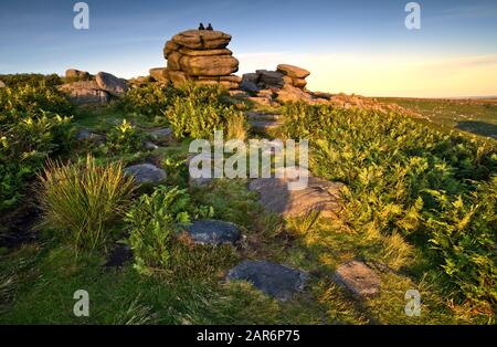 Higger Tor at sunset, Derbyshire, England (2) Stock Photo