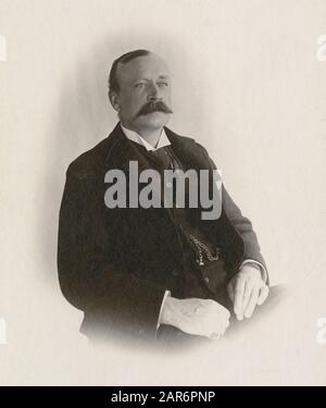 Antique 1898 photograph, middle aged man with moustache. Location: New York, USA. SOURCE: ORIGINAL PHOTOGRAPH Stock Photo