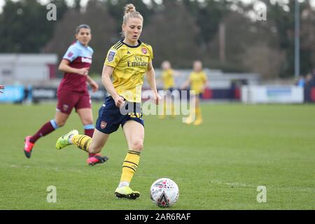 Romford, UK. 26th Jan, 2020.  Leonie Maier of Arsenal Women in action during the Women's FA Cup match between West Ham United and Arsenal at the Rush Green Stadium, Romford, London on Sunday 26th January 2020. (Credit: Jacques Feeney | MI News) Photograph may only be used for newspaper and/or magazine editorial purposes, license required for commercial use Credit: MI News & Sport /Alamy Live News Stock Photo