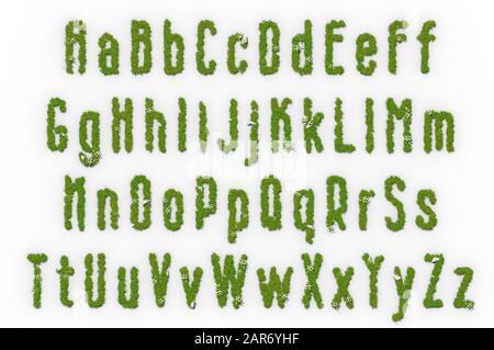 English alphabet made of grass. 3D render Stock Photo