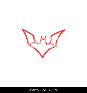 Bat Red Icon On White Background. Red Flat Style Vector Illustration ...