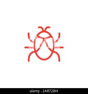 Bug Red Icon On White Background. Red Flat Style Vector Illustration ...