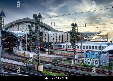 Cologne, Germany, 09/15/2019: Deutsche Bahn trains at central railway station of Cologne