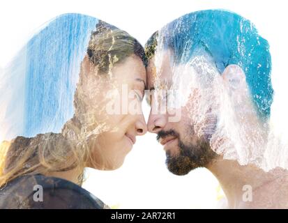 Surreal creative double exposure portrait Stock Photo