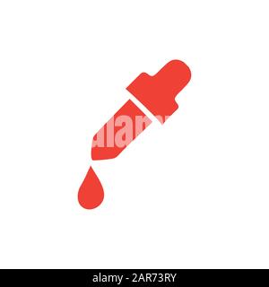 Dropper Icon On Red Background. Red Flat Style Vector Illustration ...