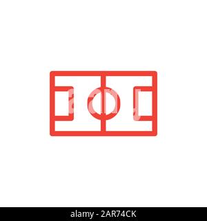 Football Field Red Icon On White Background. Red Flat Style Vector Illustration. Stock Photo