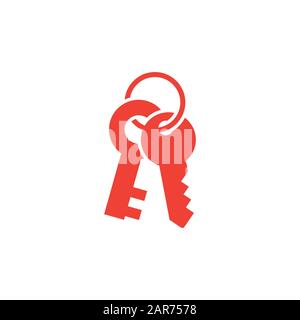 Key Red Icon On White Background. Red Flat Style Vector Illustration ...