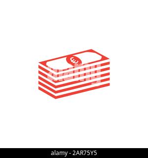 Money Red Icon On White Background. Red Flat Style Vector Illustration ...