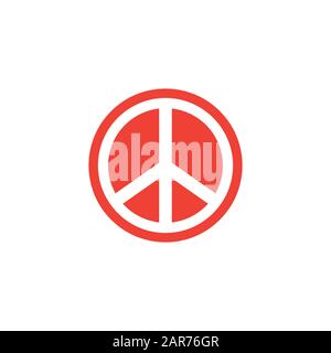Peace Sign Red Icon On White Background. Red Flat Style Vector Illustration. Stock Photo