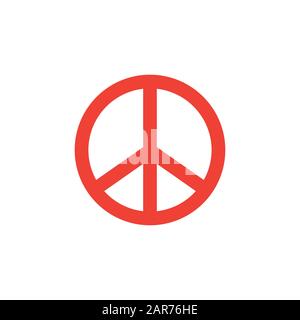 Peace Sign Red Icon On White Background. Red Flat Style Vector Illustration. Stock Photo
