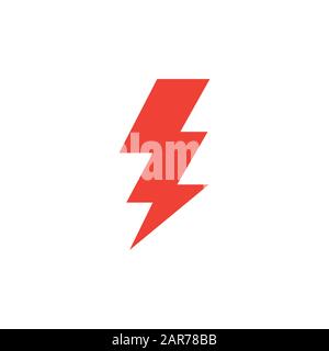 Thunderbolt Red Icon On White Background. Red Flat Style Vector Illustration. Stock Photo