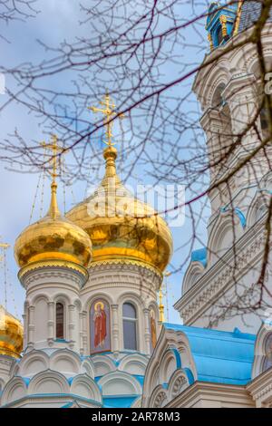 Karlovy Vary, Czech Republic January 24 of 2020 - Russian Orthodox Church St Peter and St Paul in Karlovy Vary Stock Photo