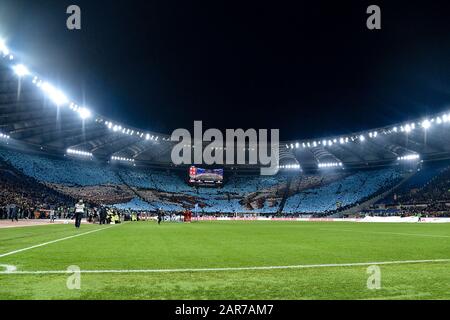 Rome, Italy. 26th Jan, 2020. Lazio supporters during the Serie A match between Roma and Lazio at Stadio Olimpico, Rome, Italy on 26 January 2020. Photo by Giuseppe Maffia. Credit: UK Sports Pics Ltd/Alamy Live News Stock Photo