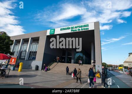 Seville bus station Stock Photo