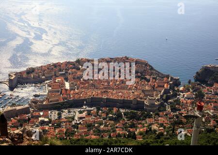 Dubrovnik old town view from the SRD mountain, Stari Grad. Croatia Stock Photo