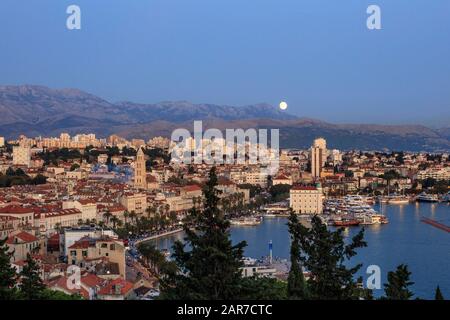 The Croatian port of Split seen from the Marjan Forest Park. Stock Photo