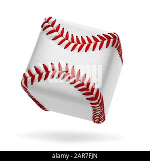 Baseball ball cube bouncing on a white background Stock Photo