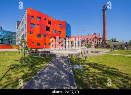 City Riga, Latvia. Hospital facade and surroundings with people and ...