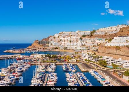 Coastal village of Puerto Rico Gran Canaria Spain Stock Photo