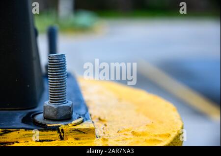 Anchor bolts for structural steel connection to concrete footing Stock Photo