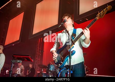 Leeds, UK. 25th January 2020.  Jack Steadman, Jamie MacColl, Suren de Saram, and Ed Nash of the band Bombay Bicycle Club perform at the sold out O2 Academy Leeds on their  Everything Else Has Gone Wrong UK tour, Leeds 2020-01-25 . Credit:  Gary Mather/Alamy Live News Stock Photo