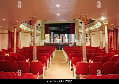 Interior view of the auditorium in the Dom Pedro V Theatre. Macau, China. Stock Photo
