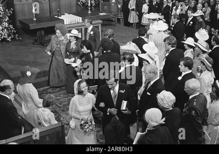 Marriage Princess Christina and Jorge Guillermo; the conclusion of the church marriage in the Domkerk in Utrecht  Princess Christina and Jorge Guillermo leave the Cathedral Church, upper left of the Queen Juliana, Ms Guillermo and prince Bernhard Date: 28 June 1975 Location: Utrecht (prov.), Utrecht (city) Keywords: marriages, churches, queens, princes, princesses Personal name: Bernhard (prince Netherlands), Christina, Princess, Guillermo, Edina, Guillermo, Jorge, Juliana (Queen Netherlands) Institution name: Domkerk Stock Photo