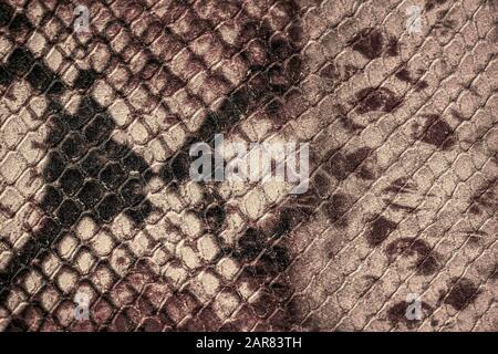 Snakeskin pattern on genuine leather close-up, imitation of exotic reptile, pattern, wallpaper or banner design Stock Photo