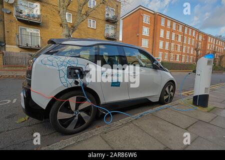 Drive now BMW i3 electric car charged on road# Stock Photo