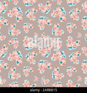 retro seamless pattern with colorful hearts Can be used on packaging paper, Stock Photo
