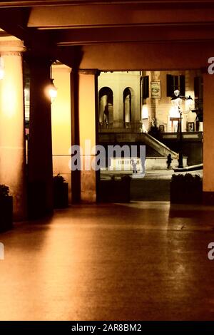 Acqui Terme, tourist walking in search of cityscape and courtyards Stock Photo