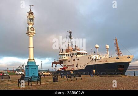 Pole Star Buoy-Lighthouse Vessel,at Custom House Quay, Greenock, Inverclyde, Renfrewshire, Scotland, UK, PA15 1EQ Stock Photo