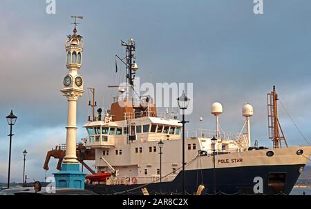 Pole Star Buoy-Lighthouse Vessel,at Custom House Quay, Greenock, Inverclyde, Renfrewshire, Scotland, UK, PA15 1EQ Stock Photo