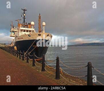 Pole Star Buoy-Lighthouse Vessel,at Custom House Quay, Greenock, Inverclyde, Renfrewshire, Scotland, UK, PA15 1EQ Stock Photo