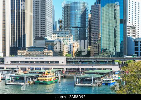 View of Circular Quay and Central Business District, Sydney, New South Wales, Australia Stock Photo