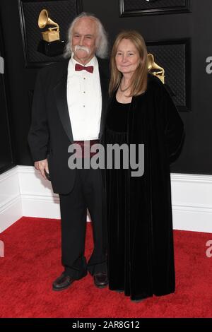 Los Angeles, CA, USA. 26th Jan 2020. David Crosby, Jan Dance arrive at the 62nd Annual Grammy Awards red carpet held at the Staples Center on January 26, 2020 in Los Angeles, California, United States. (Photo by Sthanlee B. Mirador/Sipa USA) Credit: Sipa USA/Alamy Live News Stock Photo